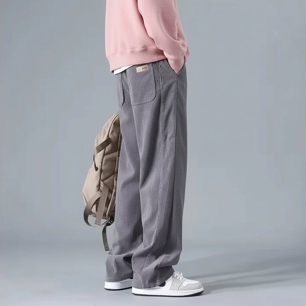 Pantalon Décontracté En Velours Côtelé