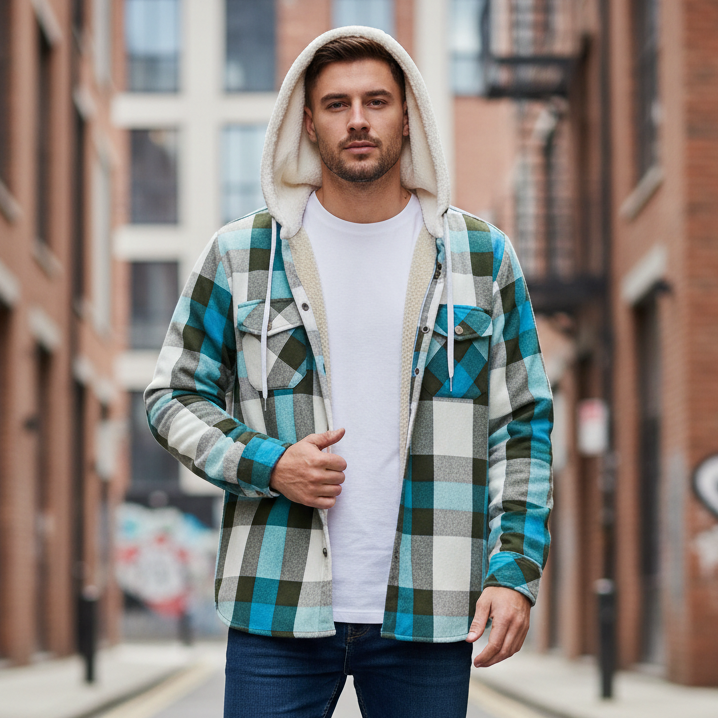 Veste Chemise à Capuche en Polaire Épaissie