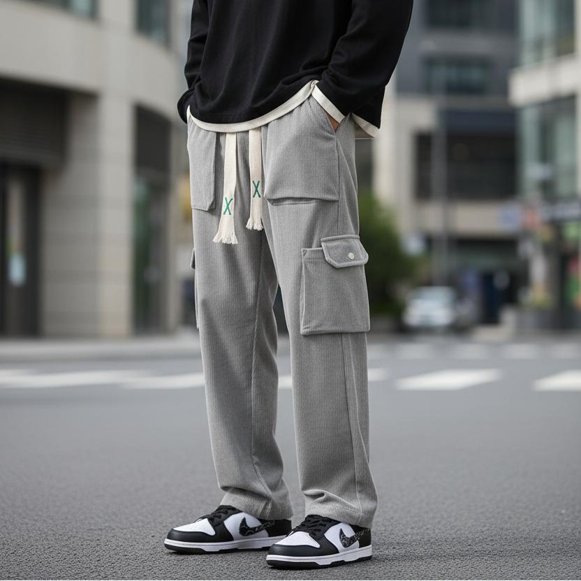 Pantalon Cargo en Velours Côtelé