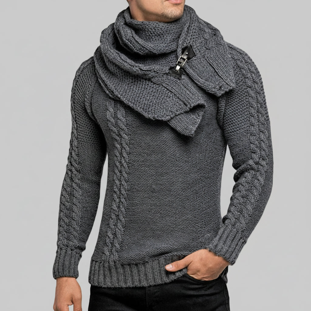 Pull  Col Plastron, Slim Fit
