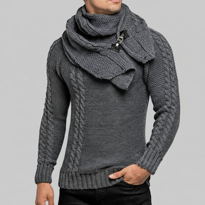 Pull  Col Plastron, Slim Fit