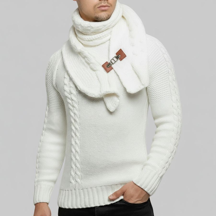 Pull  Col Plastron, Slim Fit