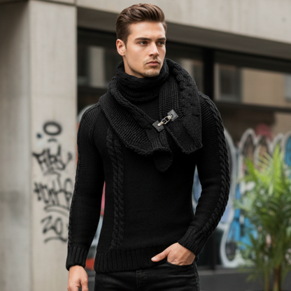 Pull  Col Plastron, Slim Fit