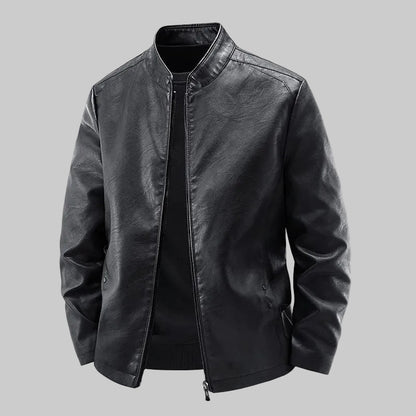 Veste En Cuir à Col Montant