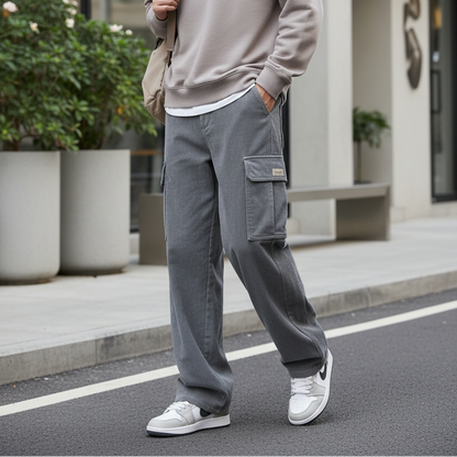 Pantalon Décontracté En Velours Côtelé