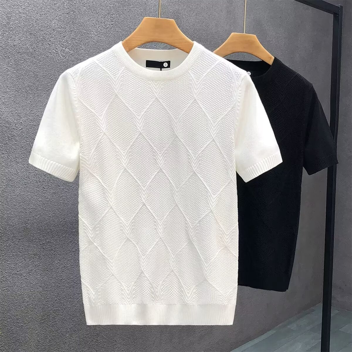 Pull à Motifs Losanges, Manches Courtes