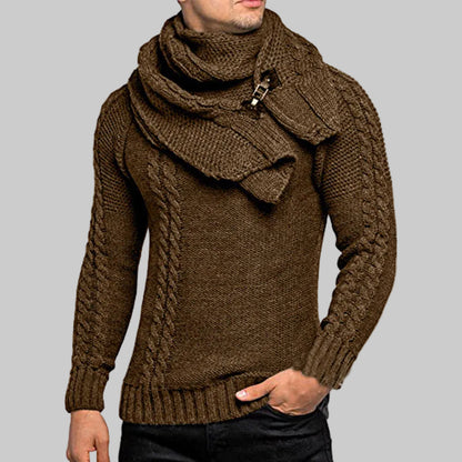 Pull  Col Plastron, Slim Fit