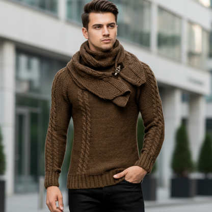 Pull  Col Plastron, Slim Fit