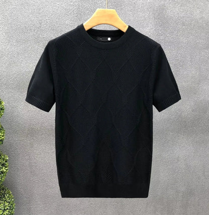 Pull à Motifs Losanges, Manches Courtes