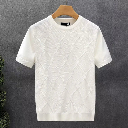 Pull à Motifs Losanges, Manches Courtes