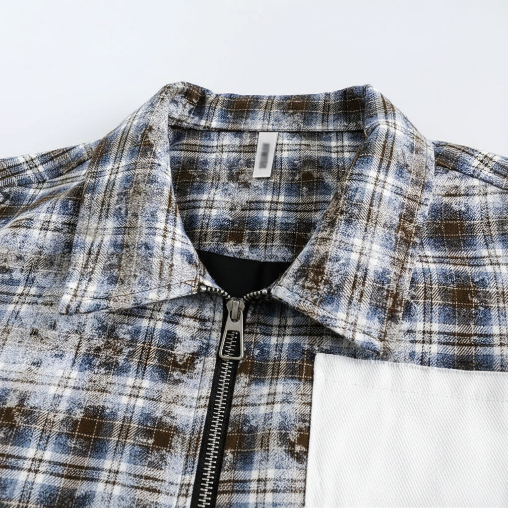 Veste à Carreaux Effet Vieilli