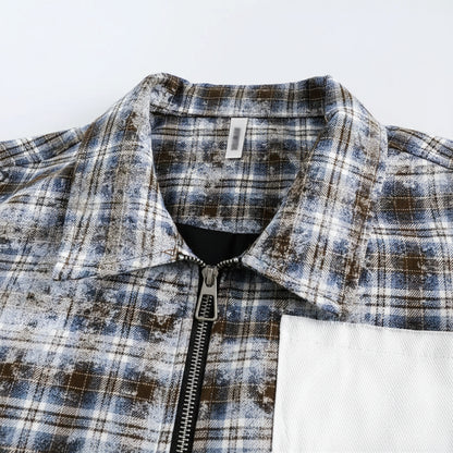 Veste à Carreaux Effet Vieilli