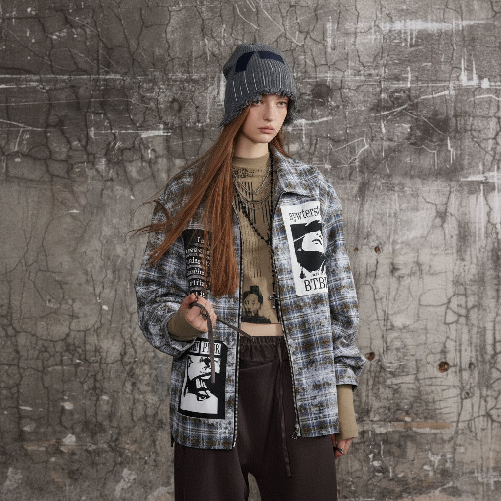 Veste à Carreaux Effet Vieilli