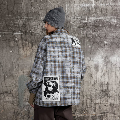 Veste à Carreaux Effet Vieilli