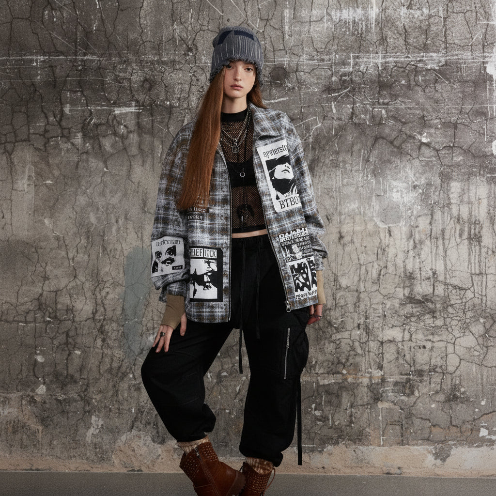 Veste à Carreaux Effet Vieilli