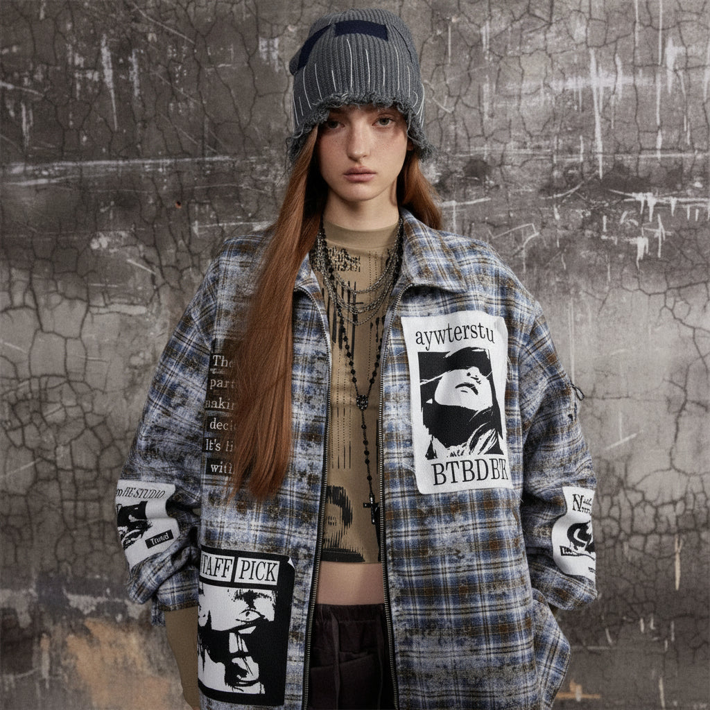 Veste à Carreaux Effet Vieilli