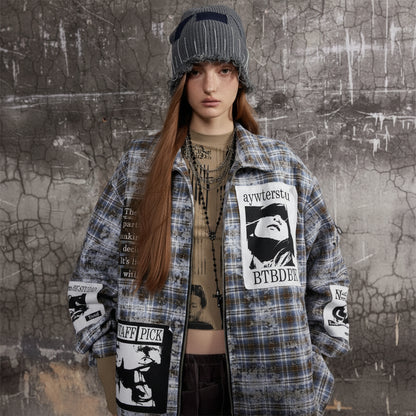 Veste à Carreaux Effet Vieilli