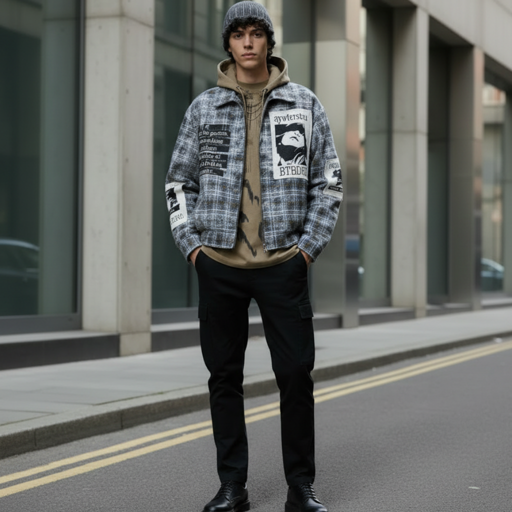 Veste à Carreaux Effet Vieilli