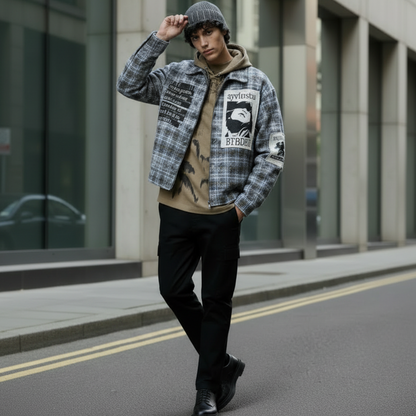Veste à Carreaux Effet Vieilli