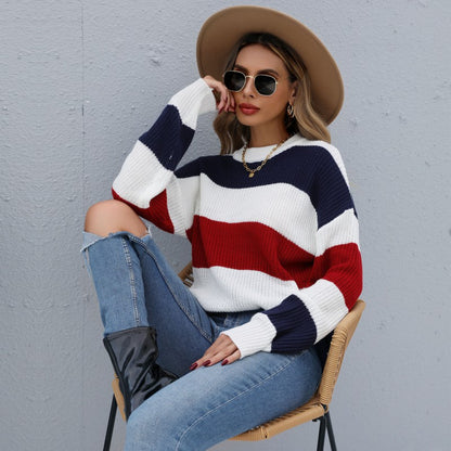 Pull-over – Décontracté, rayures contrastées