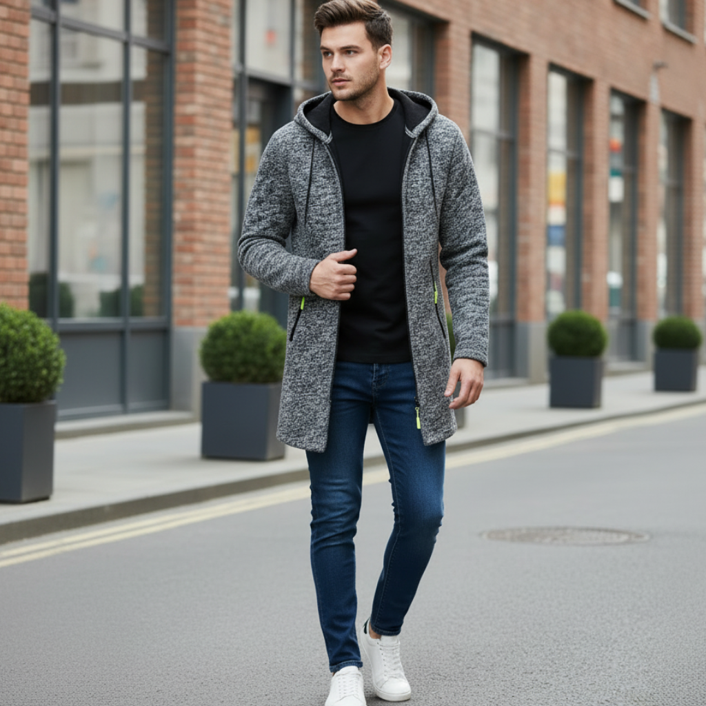 Cardigan à Capuche En Velours Fin