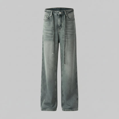 Jean Blanc Avec Ceinture et Lacets