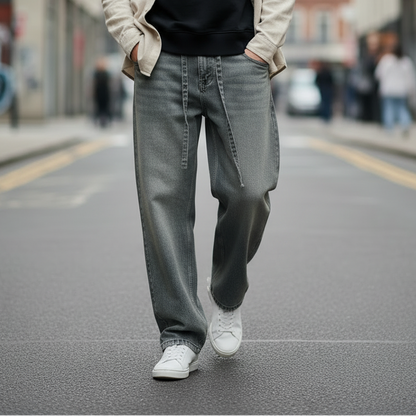 Jean Blanc Avec Ceinture et Lacets