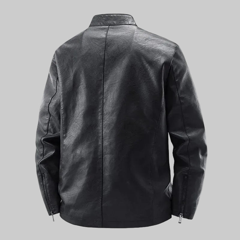 Veste En Cuir à Col Montant