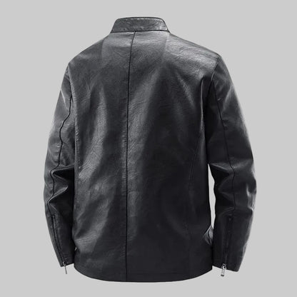 Veste En Cuir à Col Montant