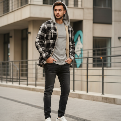 Veste à Capuche, motif à carreaux
