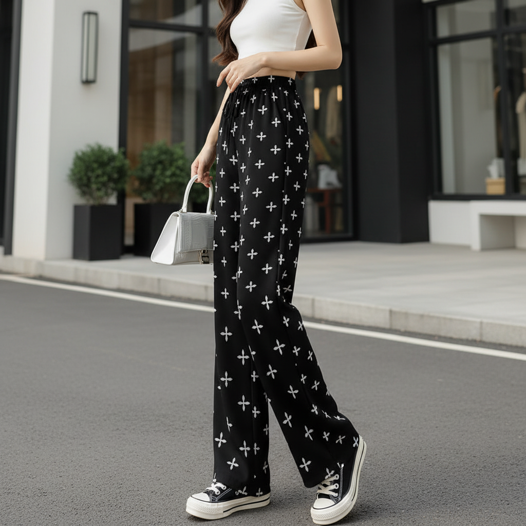 Pantalon droit – Look artistique, finition encre