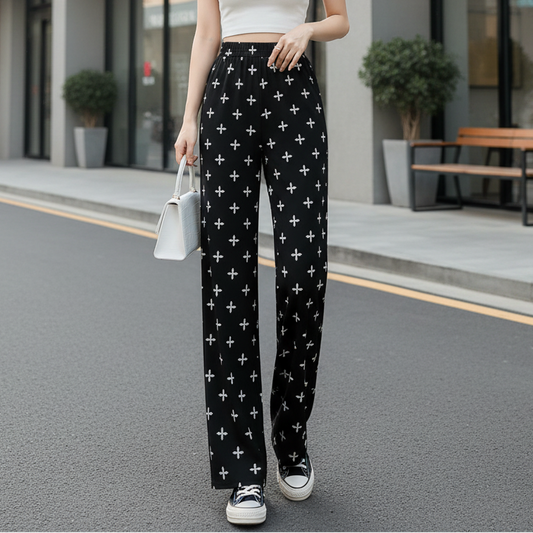 Pantalon droit – Look artistique, finition encre