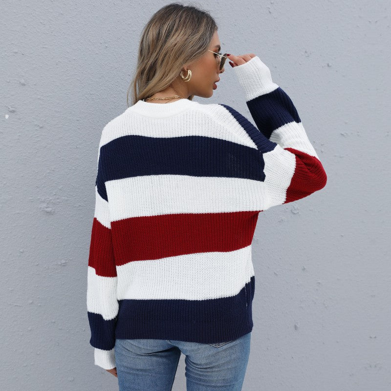 Pull-over – Décontracté, rayures contrastées