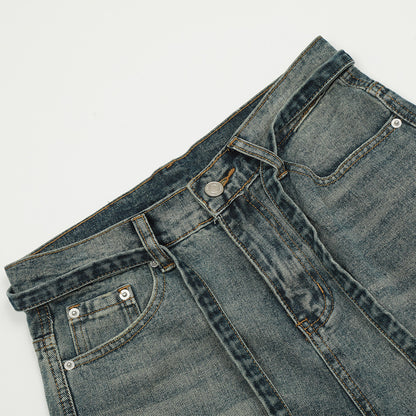 Jean Blanc Avec Ceinture et Lacets