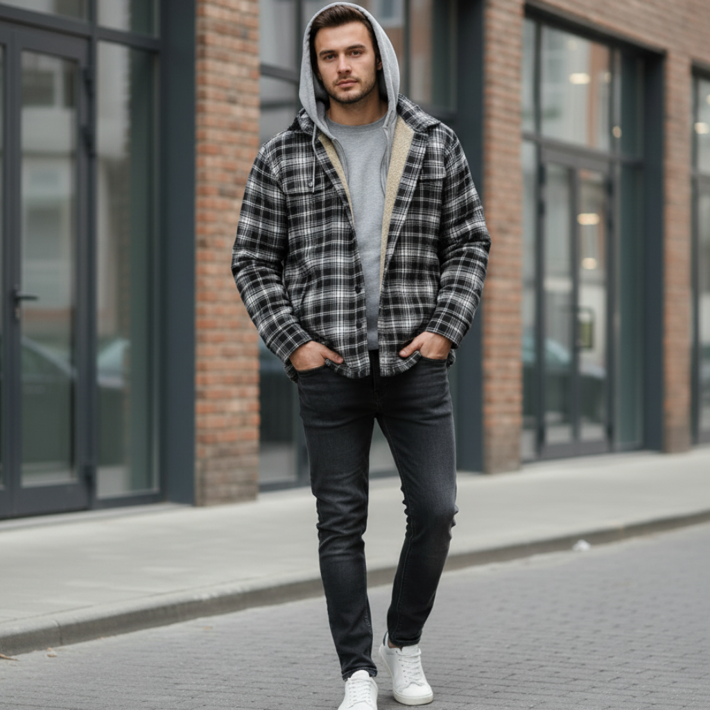 Veste à Capuche, motif à carreaux