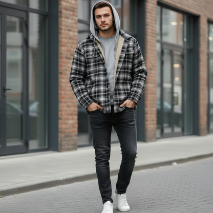 Veste à Capuche, motif à carreaux