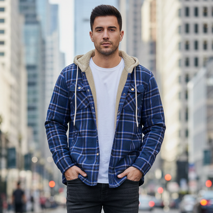 Veste Chemise à Capuche en Polaire Épaissie