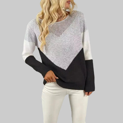 Pull décontracté – Col rond, style color-block