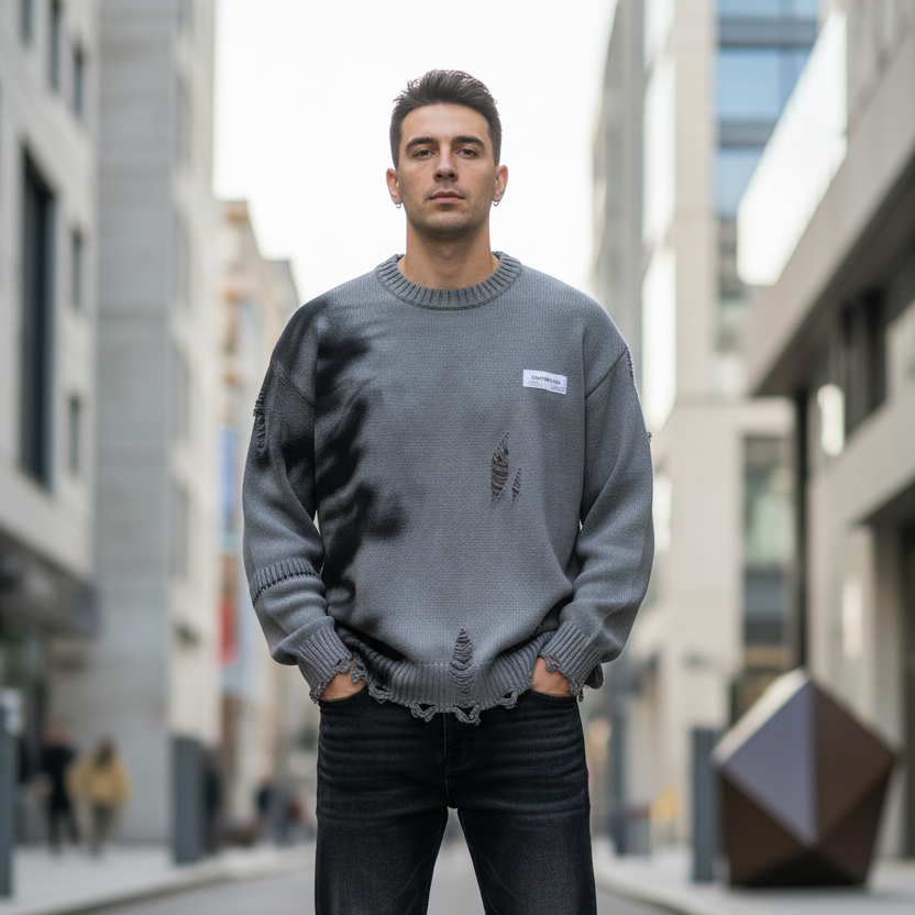 Pull à Col Rond avec Imprimé Graffiti