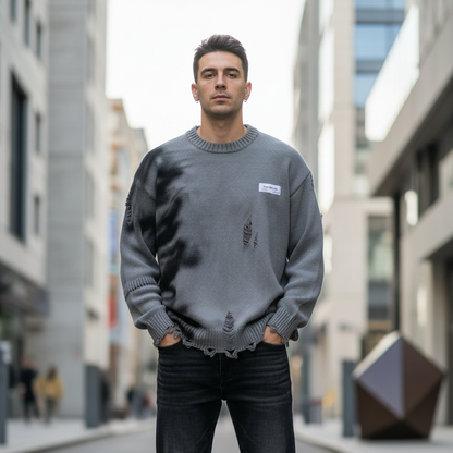 Pull à Col Rond avec Imprimé Graffiti