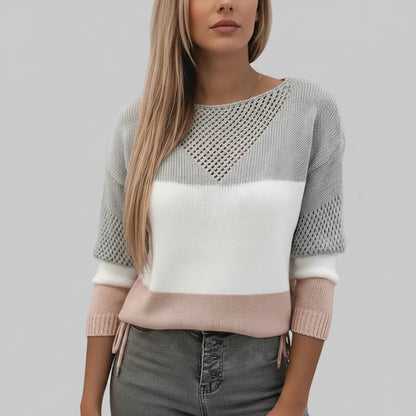 Pull – Look fashion avec blocs de couleurs