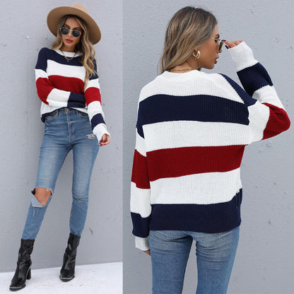 Pull-over – Décontracté, rayures contrastées