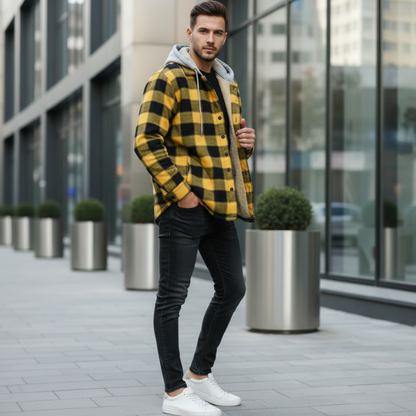Veste à Capuche, motif à carreaux