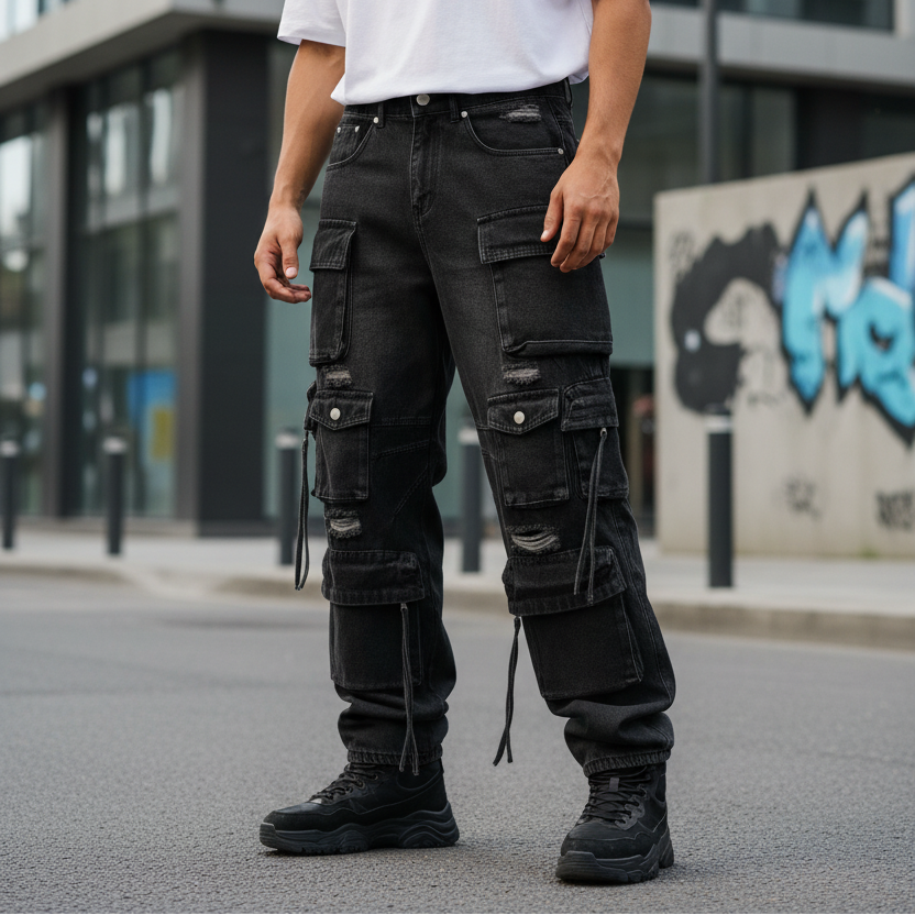 Jean à Multi-poches, Style Workwear