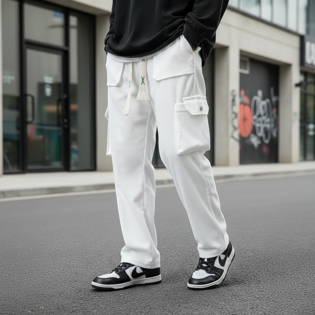 Pantalon Cargo en Velours Côtelé