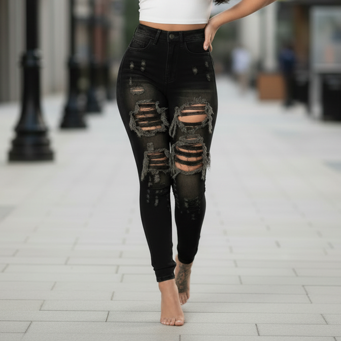 Jean skinny – Look déchiré tendance