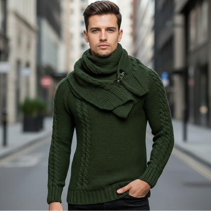 Pull  Col Plastron, Slim Fit