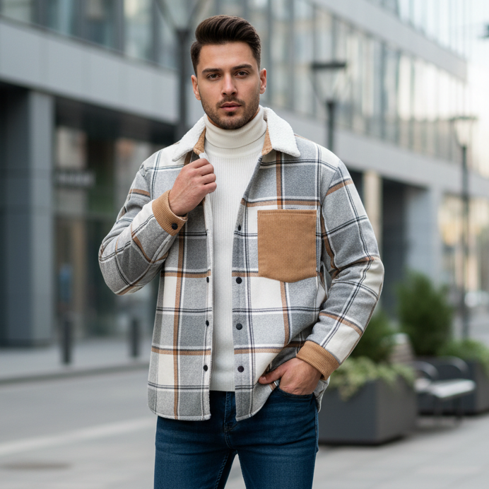 Chemise-Veste Rétro, Tissu Brossé