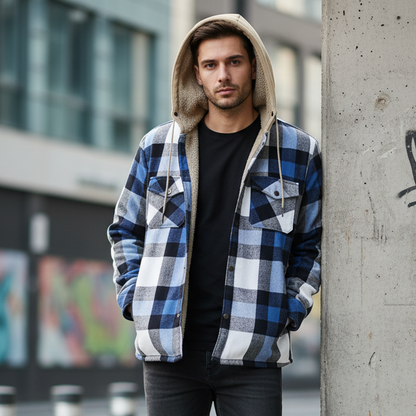 Veste Chemise à Capuche en Polaire Épaissie