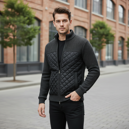 Pull à Col Montant, Rayures et Carreaux